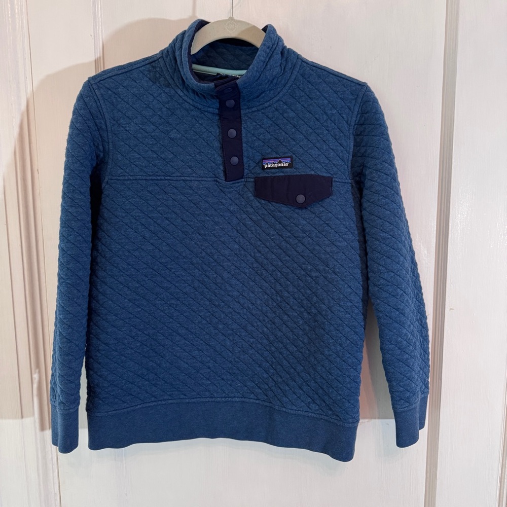 Women's Patagonia Organic Cotton Quilt Snap-T Pullover Quilted Blue XS